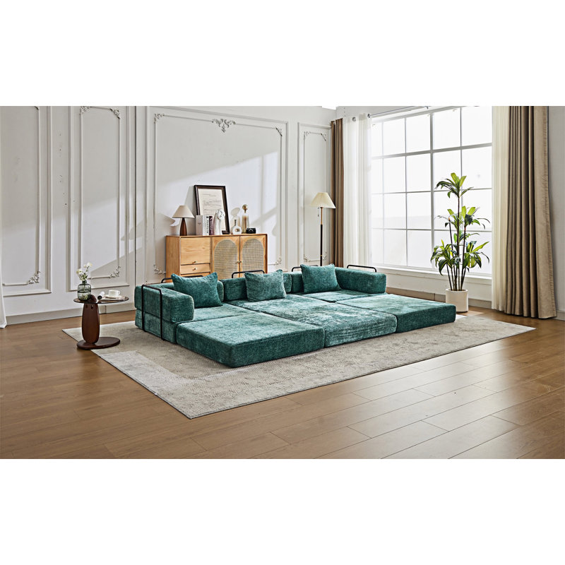 Canapé-lit modulaire convertible, Vert foncé, vert