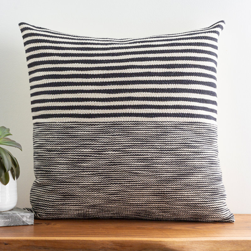 Rhoda Striped Cotton Throw Pillow, Polyester/Polyfill
