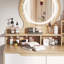 Bureau de maquillage avec miroir lumineux 3 couleurs et 4 tiroirs