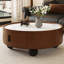 Table basse Mid-Century moderne avec rangement caché et plateau en pierre
