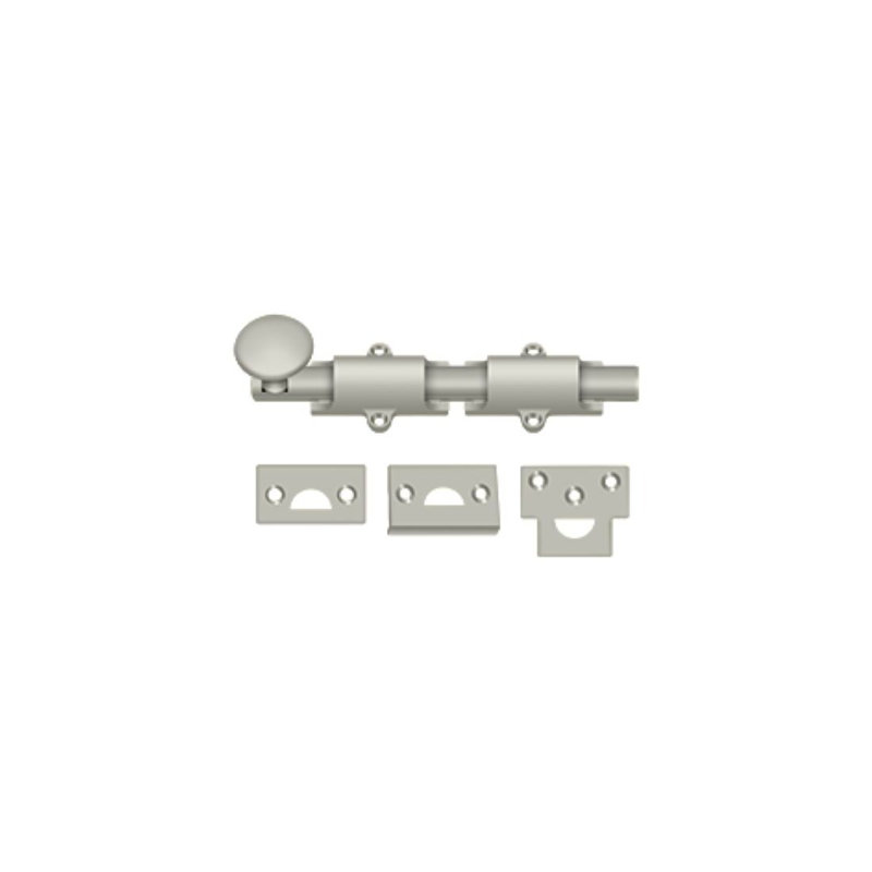 Brass Latch/Catch/Bolt, Brushed Nickel, 1.25" H x 6" W x 1" D