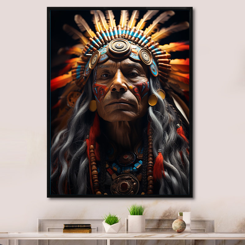 Native Visions of Shamans II - reproduction sur toile, H 40 po x l 30 po x P 1,5 po, Cadre flottant noir