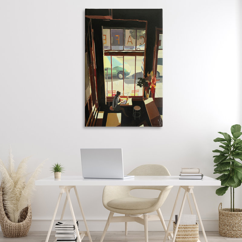 Toile Tranquil Cafe, conception par Keith Thomson, H 45 po x l 30 po