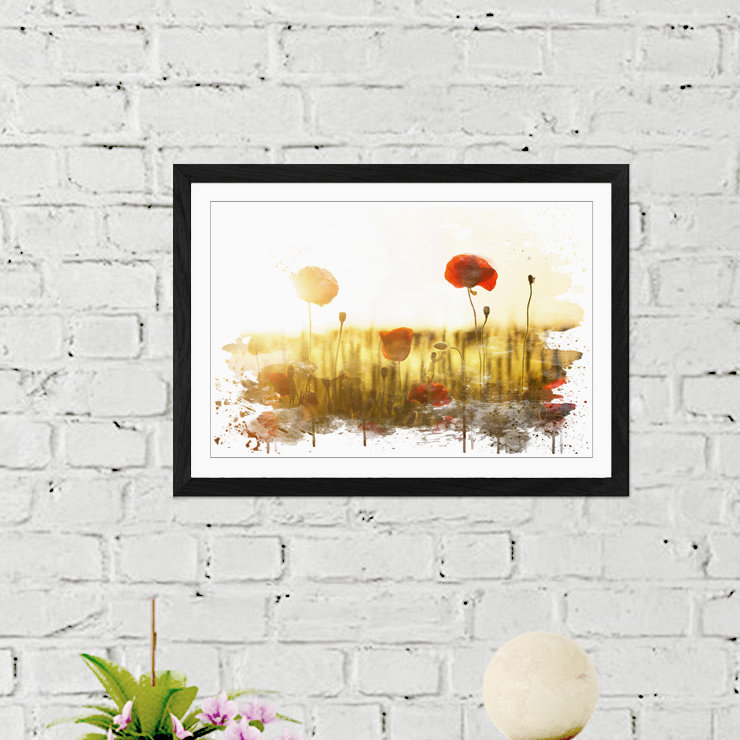 Flower Poppy Field - Wall Art, 45cm H x 62cm W, Framed Picture