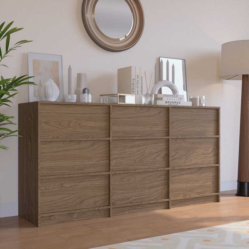 Commode 9 tiroirs Jadonna, Brun clair