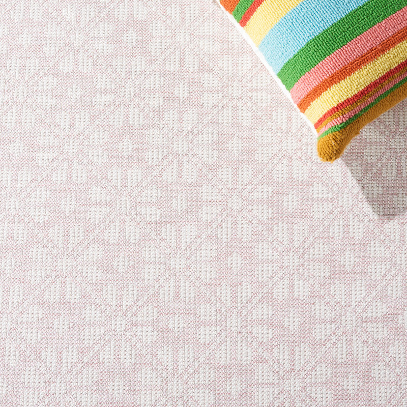 Pink and Ivory Geometric Hand-knotted Washable Runner Rug