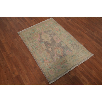 Vegetable Dye Gray Oushak Turkish Rug 3x4