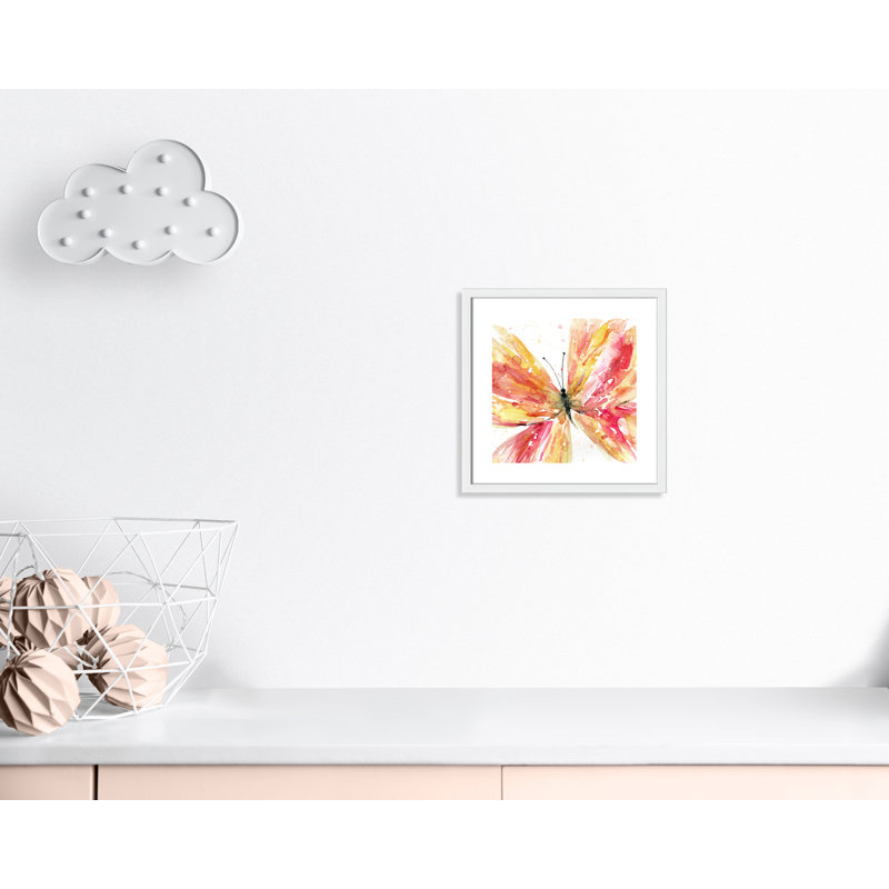 «Butterfly Flying II», art encadré, H 16 po x l 16 po x P 1,18 po, Cadre blanc