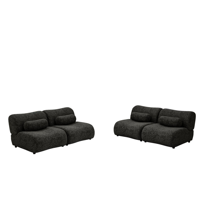 Modular Sofa With Moveable Headrests, Black