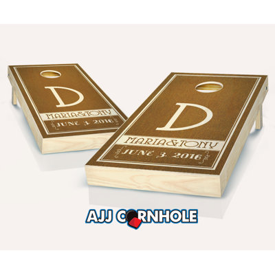 2' x 1' Sweethearts Wedding Personalized Solid Wood Cornhole Set with Bags