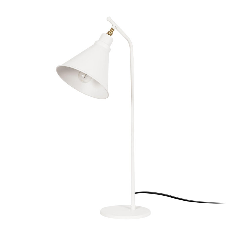 Lampe de table moderne blanche, corps en métal, 11,0 po de diamètre x 19,7 po de hauteur | Douille E27, 40 W maximum, câble de 6,6 pi | Design scandinave, couleur unie élégante pour la maison et le bureau, éclairage de fantaisie élégant