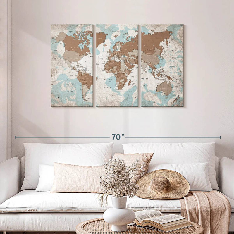 Keiri Geographic World Map VI, 28" H x 45" W