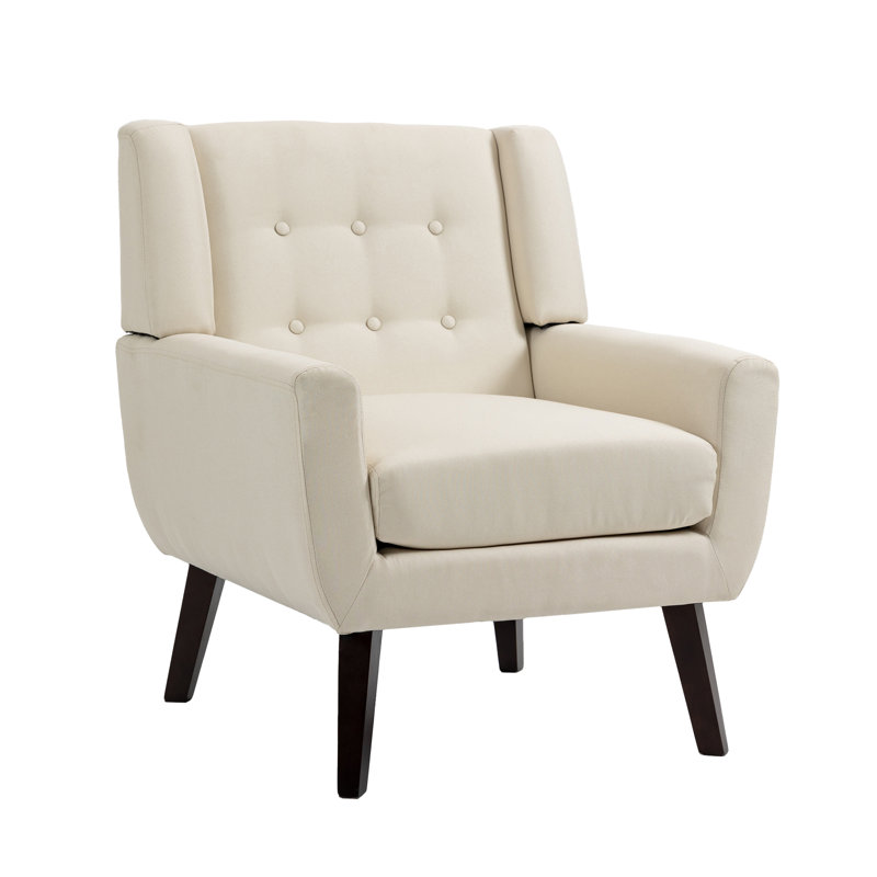 Stephanny Upholstered Armchair, White Linen Blend