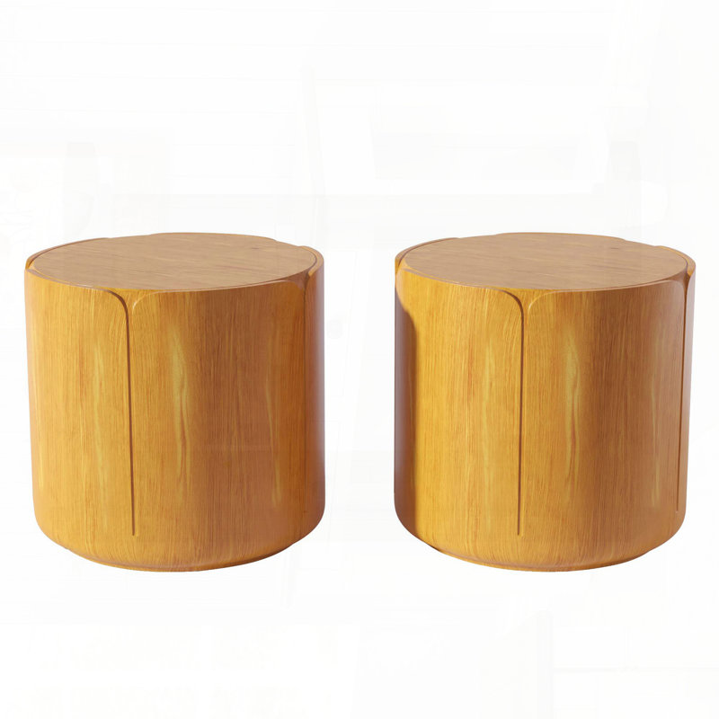Ensemble de 2 tables d'appoint rondes pour l'extérieur et l'intérieur - couleur bois, H 19,29 po