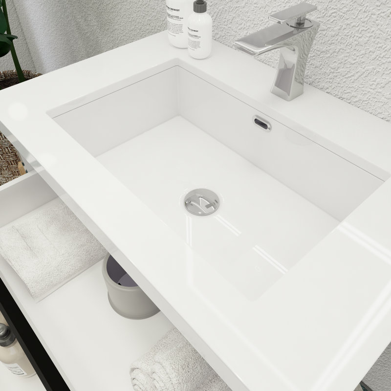 Cavaliere Single Bathroom Vanity with Acrylic Top, High Gloss Black