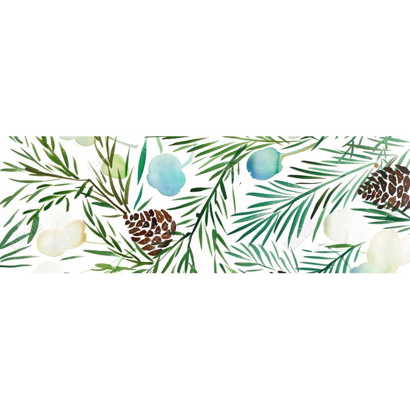 Pine Cone Pattern Print On Canvas, 16" H x 48" W, Black Framed Canvas