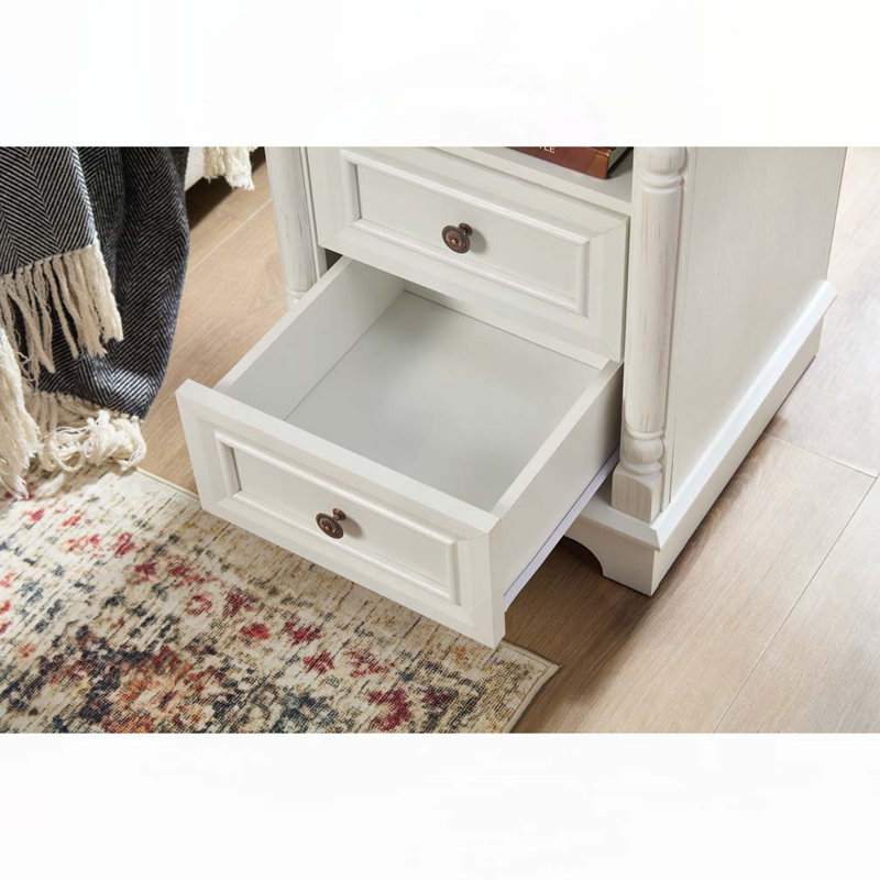 Table d'appoint 2 tiroirs, Blanc