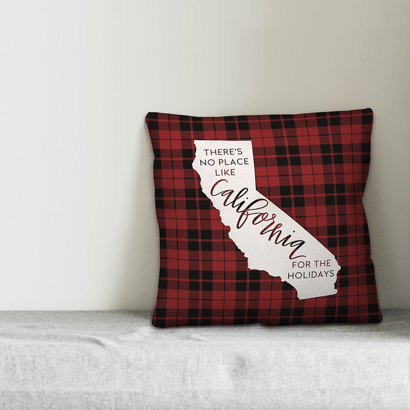 Plaid Throw Pillow, 20" x 20", California