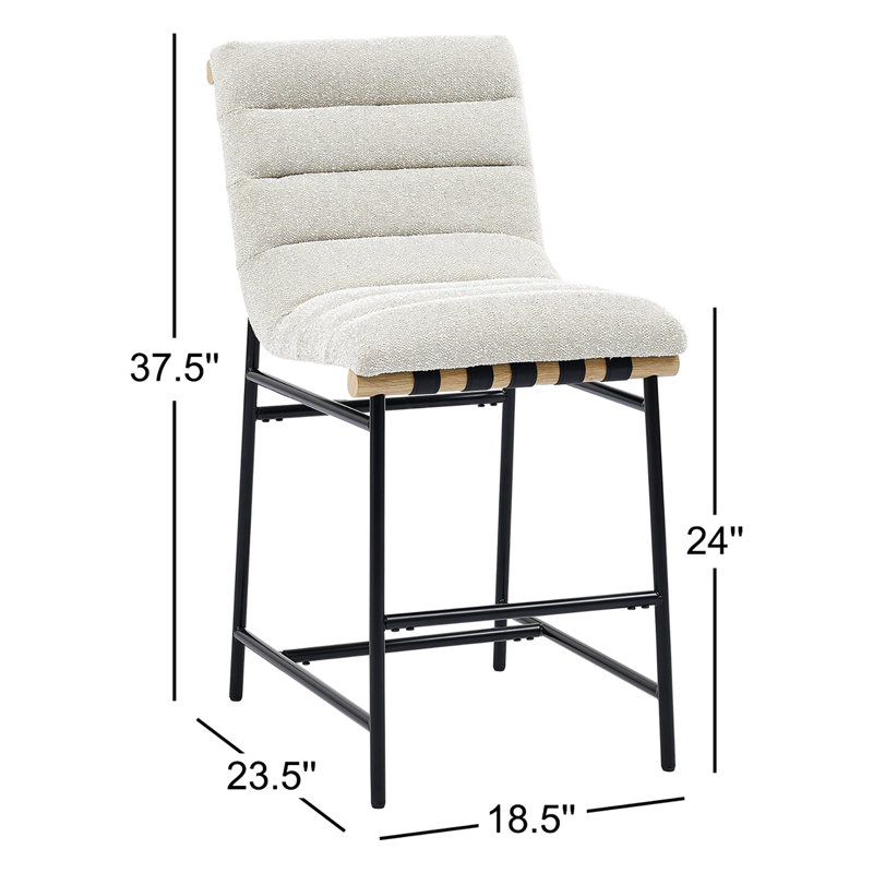 Nicco Cream Polyester Stool (Set of 2), Counter Stool (24" Seat Height)