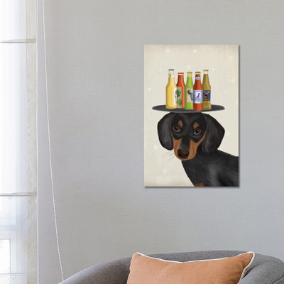 «Dachshund Beer Lover» par Fab Funky - impression sur toile tendue