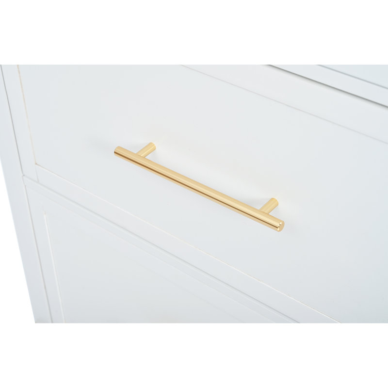 Grand garde-manger moderne blanc Topmat avec plateau en faux marbre et 5 tiroirs de rangement - conception compacte