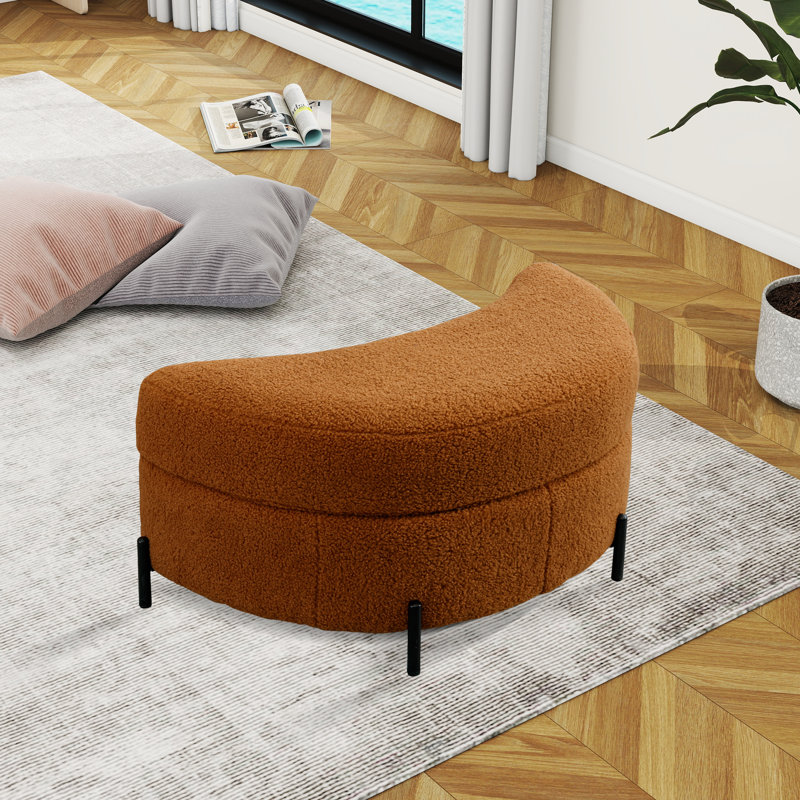 Achorn Upholstered Ottoman, Caramel Teddy