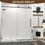 Porte de douche coulissante sans cadre de 55 à 60 po x H 76 po en noir mat avec verre trempé transparent de 5/16 po, grand rouleau, fermeture en douceur-128735156
