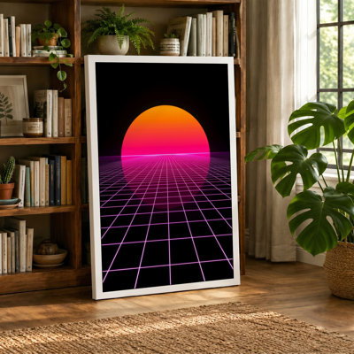 Neon Horizon Retro - Wrapped Canvas