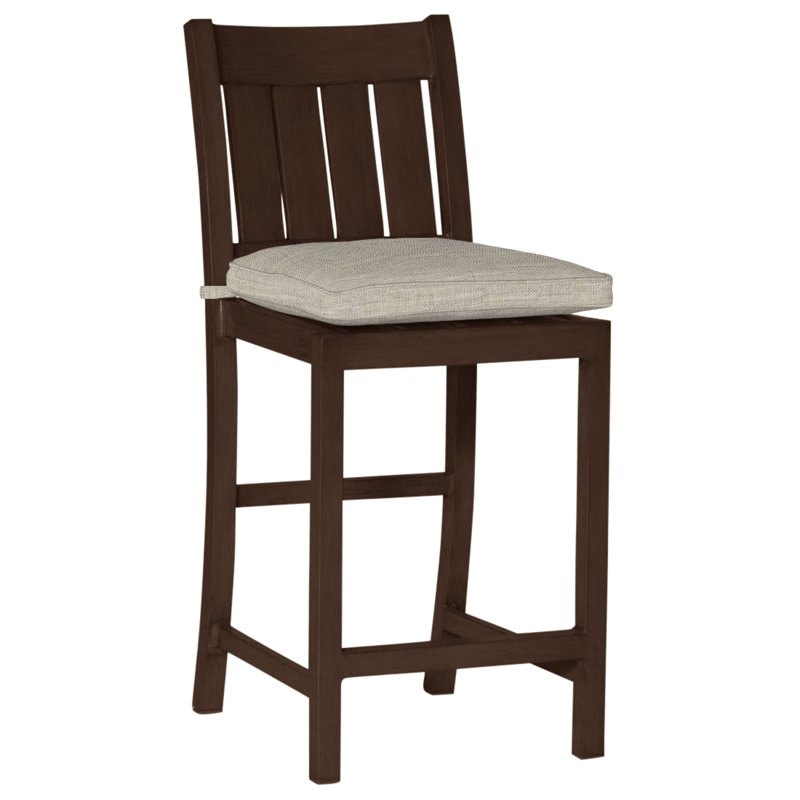 Tabouret de comptoir en aluminium 24 po Club - Acajou, Welt, Sunbrella® ‑ lin colombe, Acajou