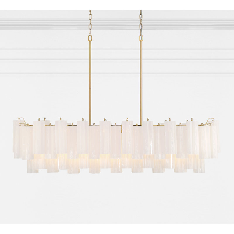 Quinzio 14 - Light Dimmable Linear Chandelier, Aged Brass