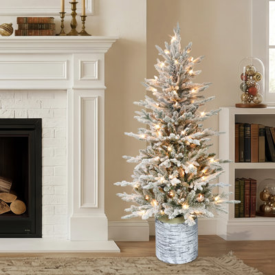 Sapin de Noël artificiel pré-éclairé 4,5 'avec 70 lumières blanches chaudes