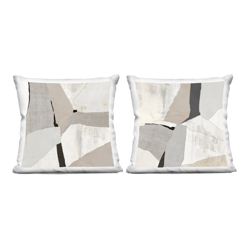 Ensemble de coussins décoratifs imprimés Structured Mute Shapes, 2 pièces, design par Susan Jill
