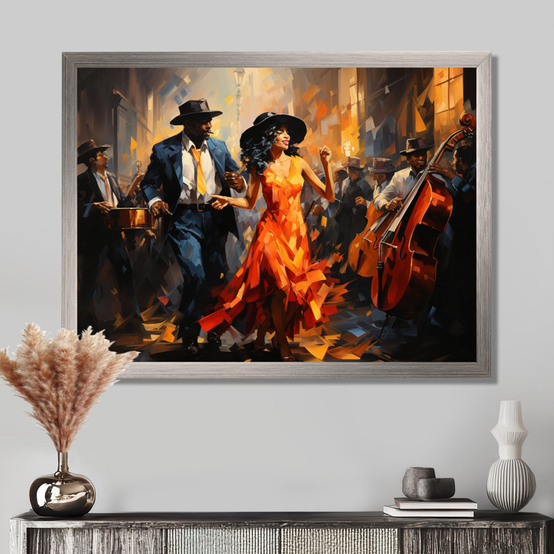 Art africain-américain, Spirit II - Art africain sur toile, art mural, H 34 po x l 44 po x P 1,5 po, Cadre flottant doré