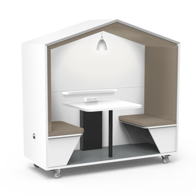 Nook Huddle 2 Person Work Pod, White Laminate Shell, Fabric, Markerboard Panel