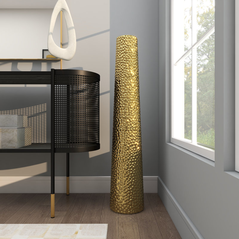 Grand vase décoratif en céramique Akerra, H 39 po x l 8 po x P 8 po, Doré