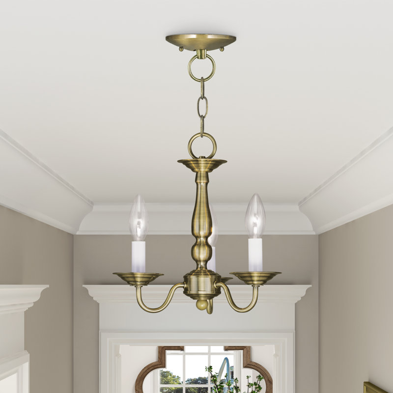 Benedetto 3 - Light Steel Dimmable Classic / Traditional Chandelier, Antique Brass