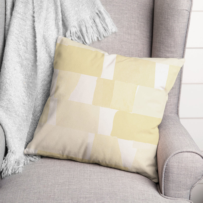 Geometric Outdoor Reversible Throw Pillow, Yellow