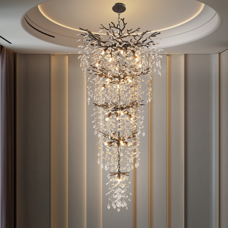 Lustre à gradins DEL Dilpreet, H 63 po x l 30 po x P 30 po, Noir