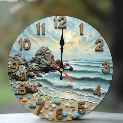Ocean Beach Sunset Wall Clock Seascape Decor