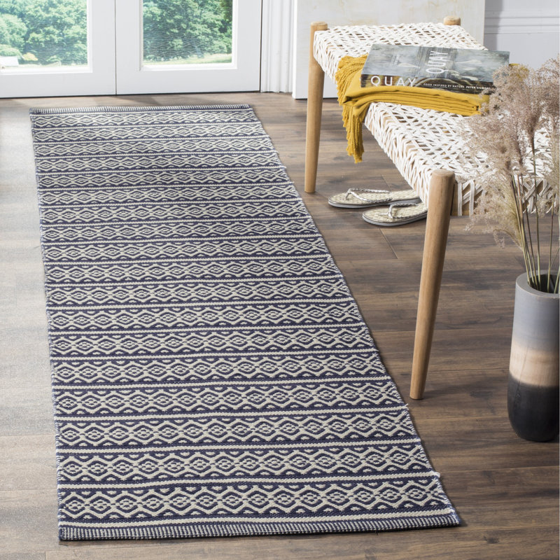 Melaina Hand Woven Cotton Striped Rug, Runner 2'3" x 6'