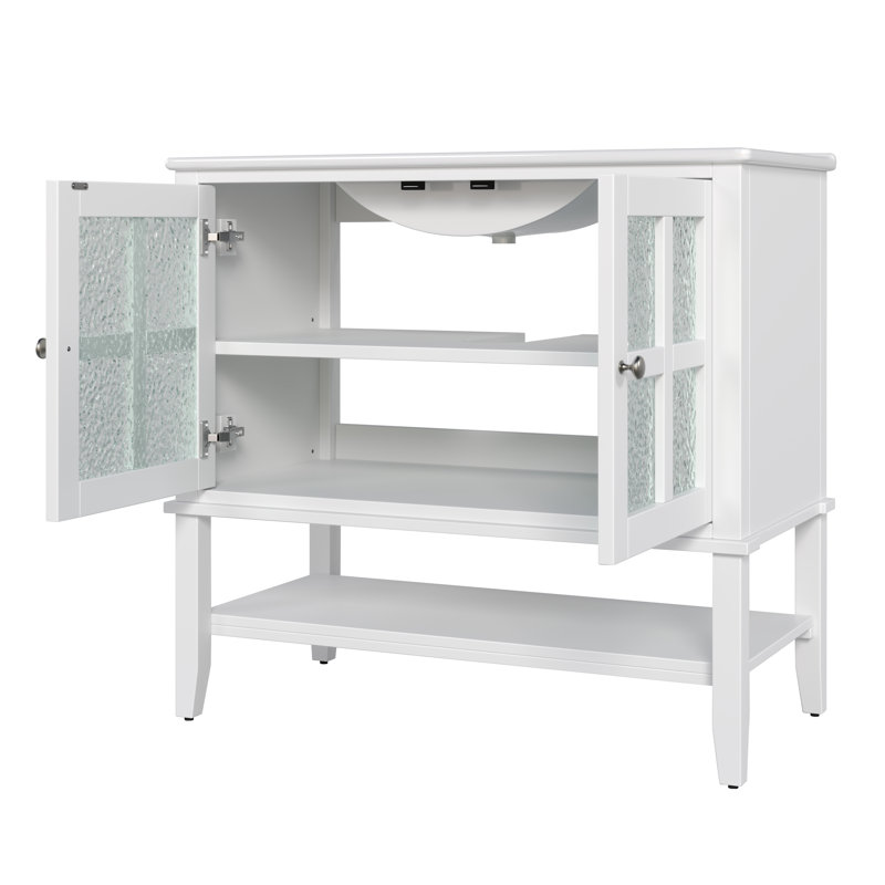 Meuble-lavabo 36 po avec comptoir en céramique, Blanc