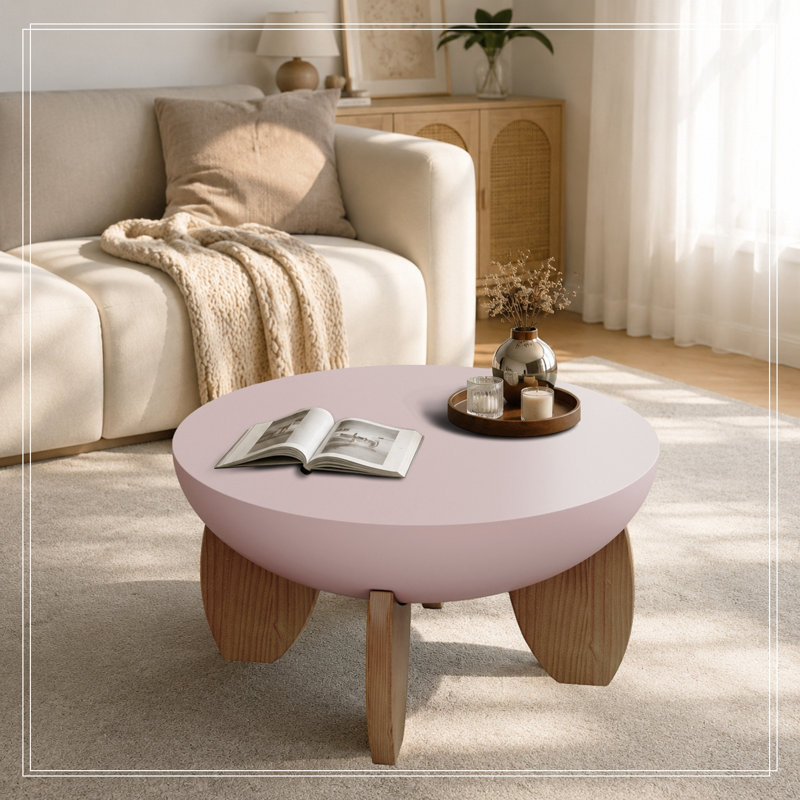 Émagène ronde avec pattes en bois, Rose