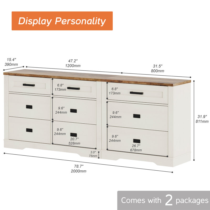 Laziza 9 - Drawer Dresser, Antique White