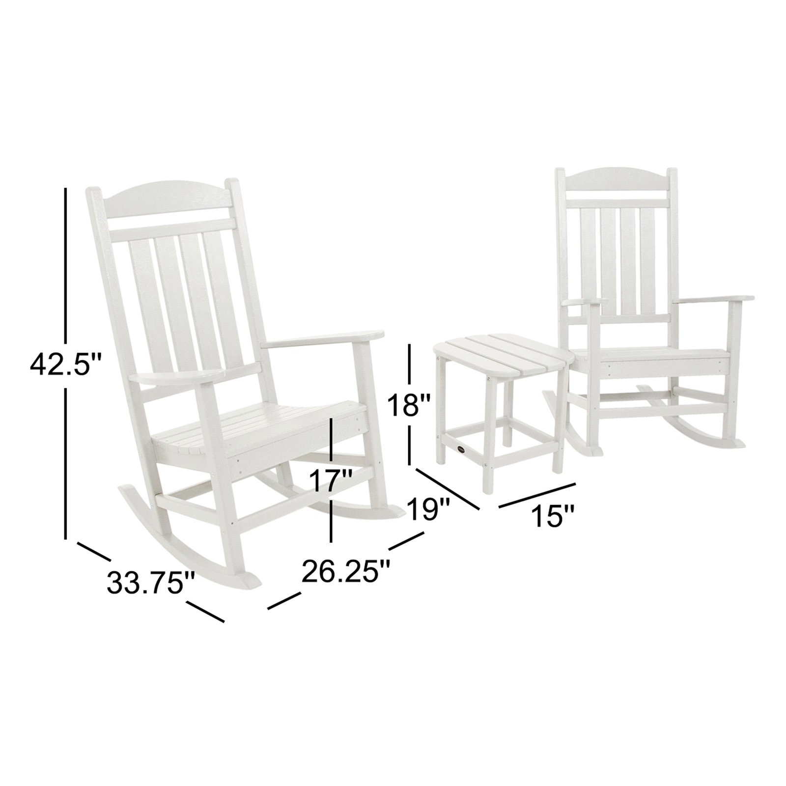 POLYWOOD® Rocker 2-Person Patio Seating Group, Slate Gray