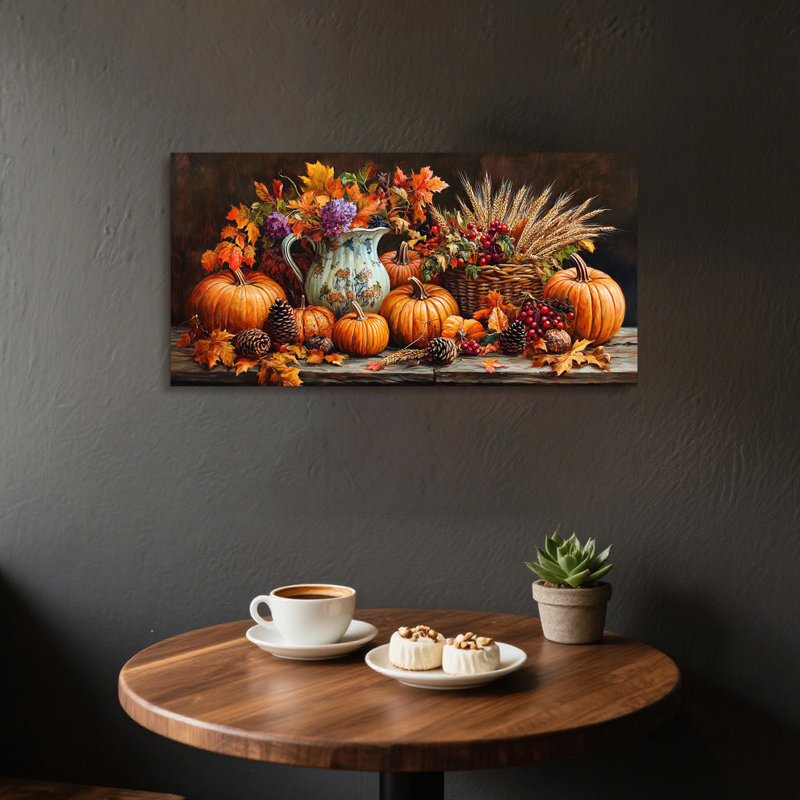 Art mural en forme de citrouille rustique en 2 dimensions, H 24 po x l 48 po