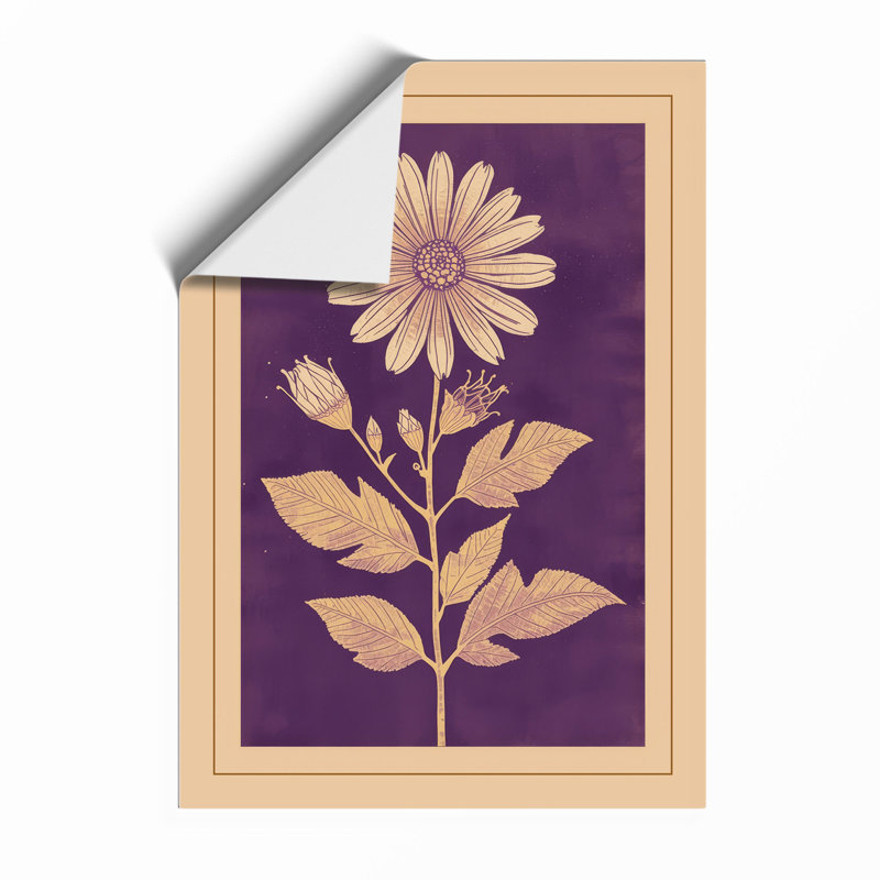 Pale Daisy in Purple Botanical - Framed Print, Unframed, A1 - 84.1 x 59.4 cm