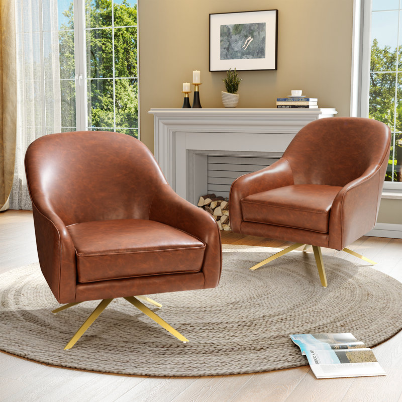 Bathford Faux Leather Swivel Club Chair