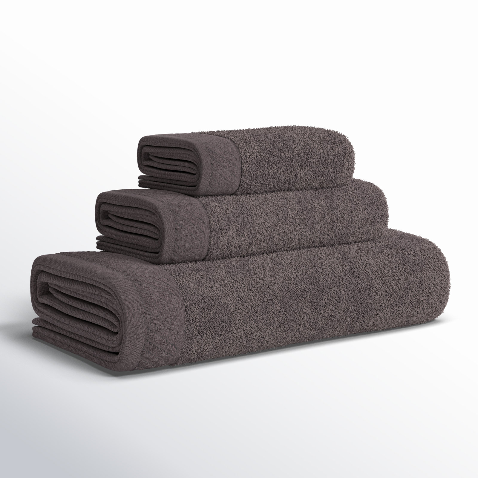 Olender 3-Piece Egyptian Cotton Towel Set, Grey