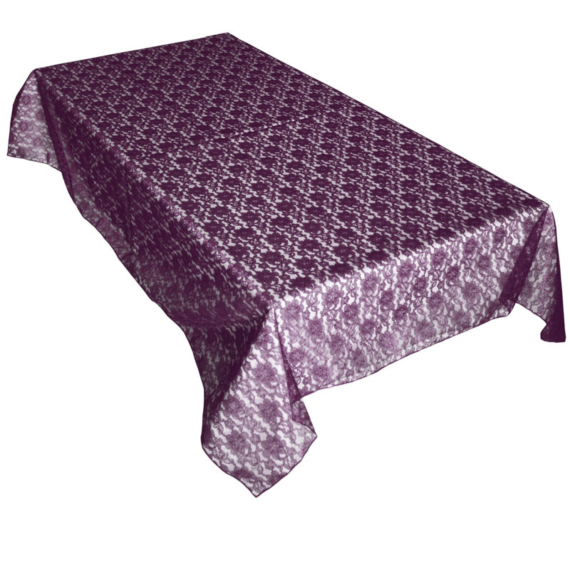 Floral Lace Overlay, 120" x 58", Plum