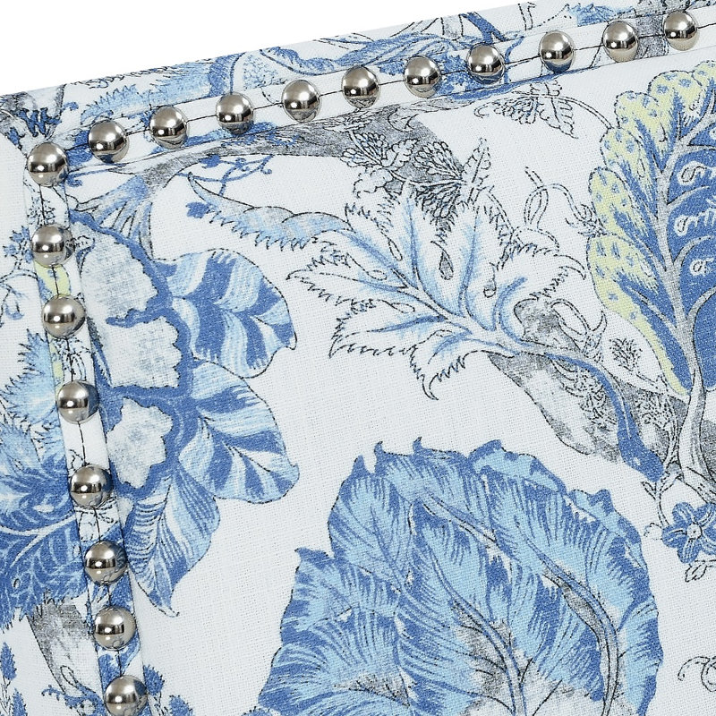 Chaise d'appoint rembourrée Floral, Bleu